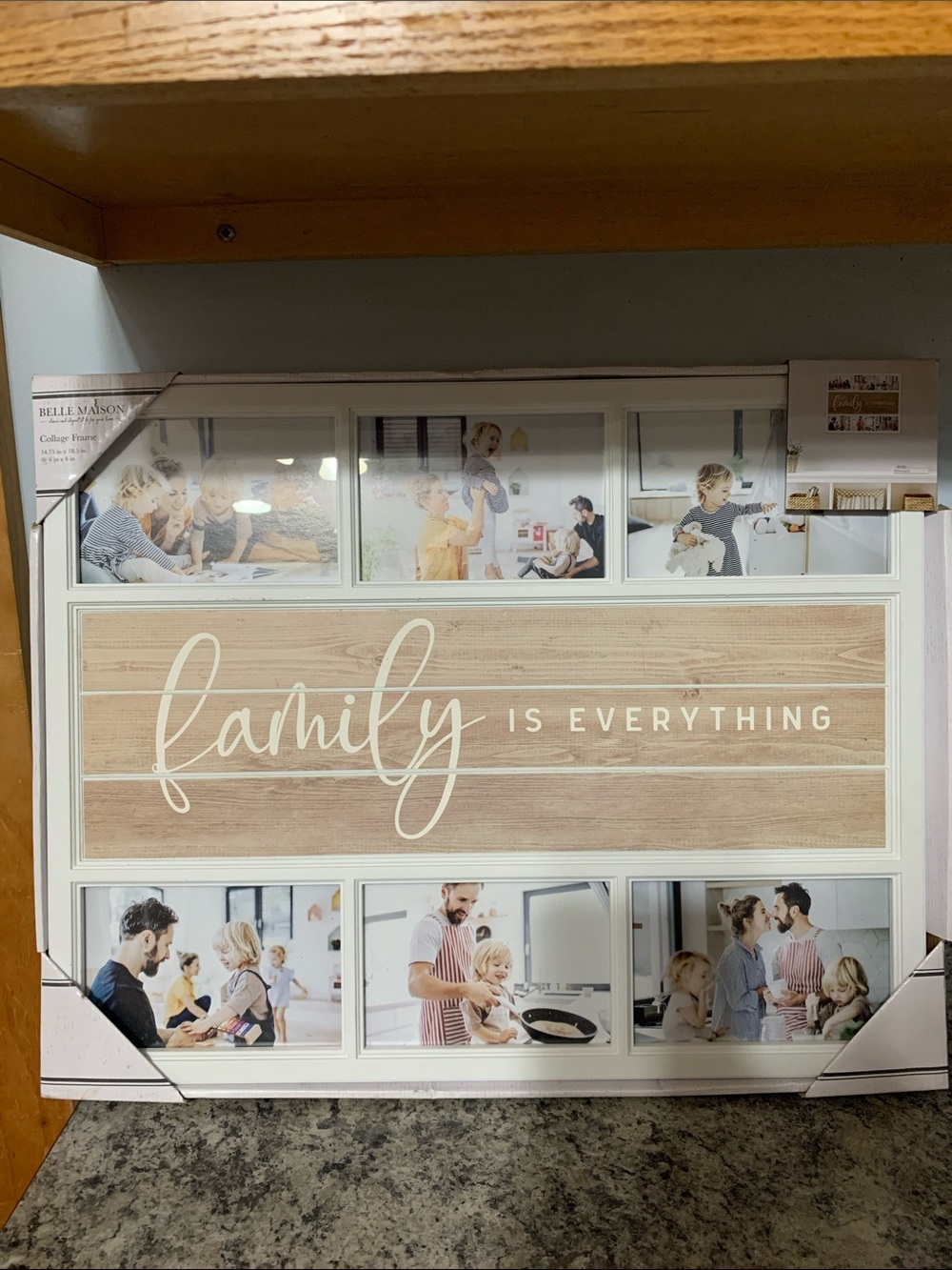 'Family Is Everything' White and Wood Wall Frame